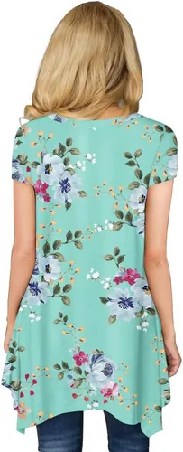 Vista 3 de POPYOUNG Blusa casual de manga corta para mujer, 2024