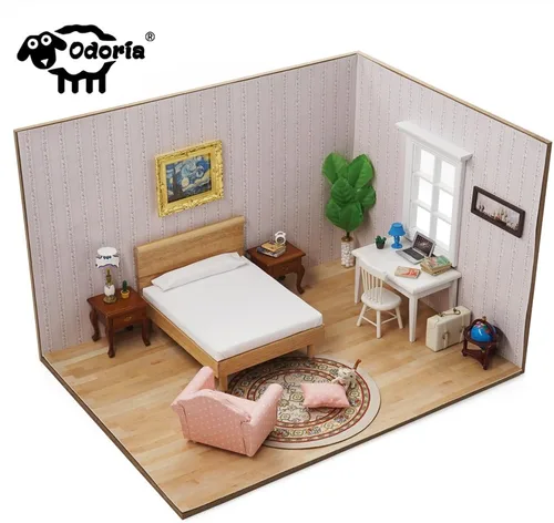 Vista 8 de Odoria 1/12 Miniatura Cama Individual Muebles Accesorios