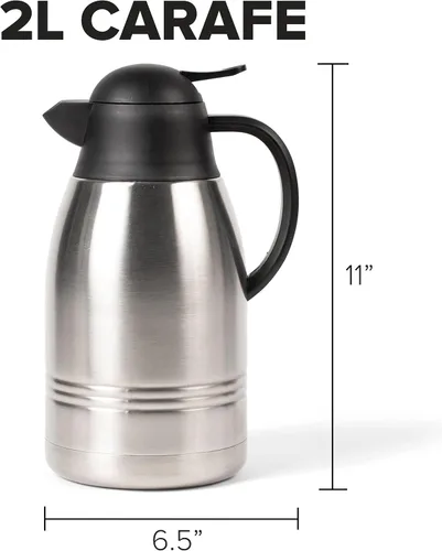Vista 5 de Farberware Jarra de acero inoxidable, dispensador de bebidas frías/calientes de doble pared (24 horas frías, 12 horas calientes), sin BPA, capacidad