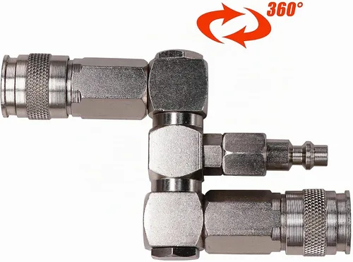 Vista 3 de Accesorios de divisor de manguera de aire de 2 vías,Conector de manguera de aire de resistencia a alta presión, Diseño giratorio de 360