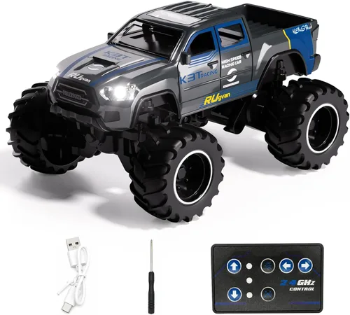 Vista 12 de 1:64 Mini RC Crawler Car, camión de control remoto de aleación con control de aplicación, controlador de 2.4 GHz, 3 modos de velocidad, luces LED