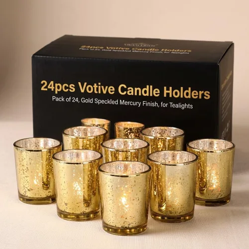 Vista 13 de LETINE 6 portavelas votivas moradas, tamaño votivo estándar para velas votivas regulares, soporte para velas de té para decoración del hogar Púrpura