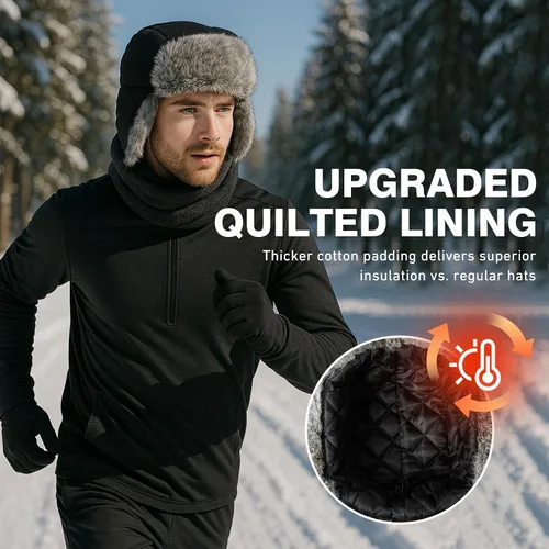 Vista 10 de Comhats Gran XL Trapper Trooper Caza Cálido Oído Solapa Rusia Ushanka Invierno Esquí Clima Frío Bombardero Sombreros para Hombres