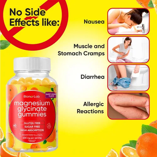 Vista 4 de Gomitas masticables de glicinato de magnesio (600 mg) para niños y adultos, mujeres y hombres, complejo vegano con calcio y potasio, vitamina D, B6