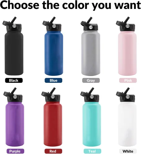 Vista 3 de Personalized Water Bottles, Custom Water Bottle with Birth Month Flower Personalized Text Names, Gifts for Women, Customized Engraved Stainless