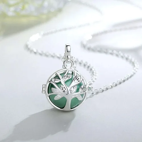 Vista 2 de EUDORA Harmony Bola Necklace Tree of Life 18mm Chime Pendant Wishing Ball 30