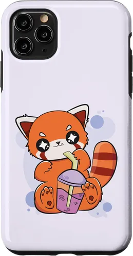 Vista 11 de Funda para iPhone 15 con diseño de panda rojo Boba Cute Anime Kawaii Pearl Bubble Tea Case