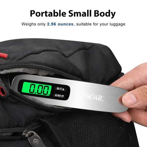 Vista 7 de BAGAIL Báscula digital de equipaje báscula de equipaje colgante con pantalla LCD retroiluminada báscula de peso de viaje báscula de peso portátil