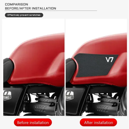 Vista 4 de Para Moto Guzzi V7 iii 850 2021 - Almohadilla lateral para tanque de combustible, almohadillas protectoras, calcomanías, calcomanía de gas, agarre