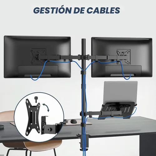 Vista 7 de Soporte para monitor dual y soporte para laptop, se adapta a