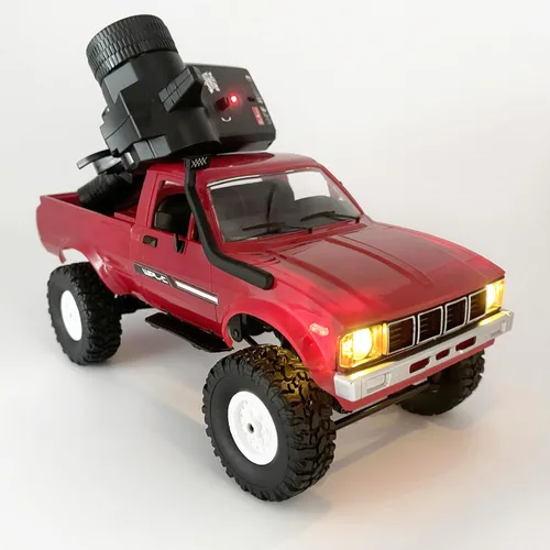 Vista 2 de Camión RC WPL C24 RC Crawler escala 1/16 4x4 RC Rock Crawler todo terreno todoterreno Pickup Truck RTR Control remoto LED proporcional acelerador