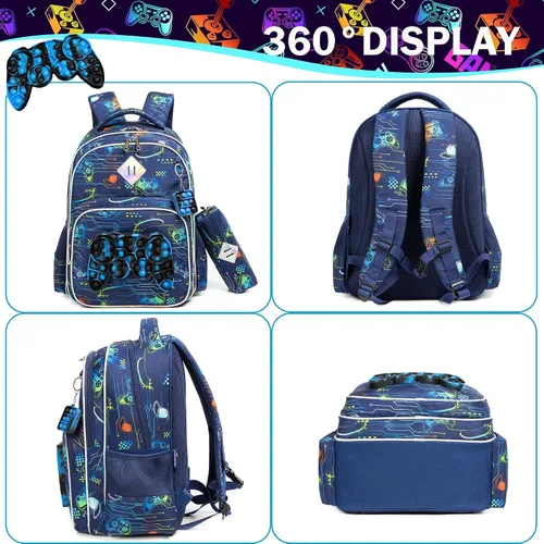Vista 3 de Meetbelify Mochila para niñas de primaria preescolar para niños de la lonchera para la escuela