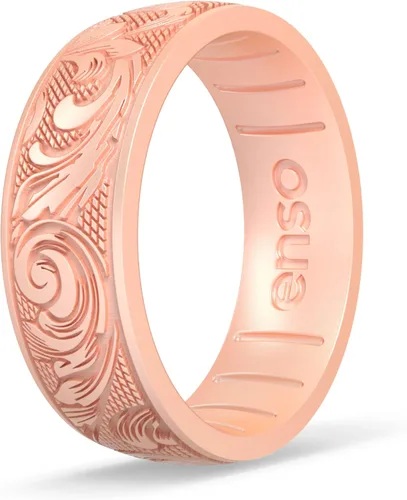 Vista 18 de Enso Rings Signature Etched Collection - Anillos clásicos de silicona grabados - Diseño cómodo y flexible - Fabricado en Estados Unidos