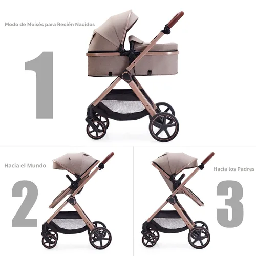 Vista 2 de Lortsybab Cochecito de bebé 2 en 1, cochecito convertible para bebés de 0 a 36 meses (beige)