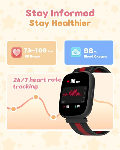 Vista 4 de Reloj inteligente para niños sin necesidad de teléfono ni aplicación, reloj de seguimiento de actividad física de 1.83" con podómetro, contador
