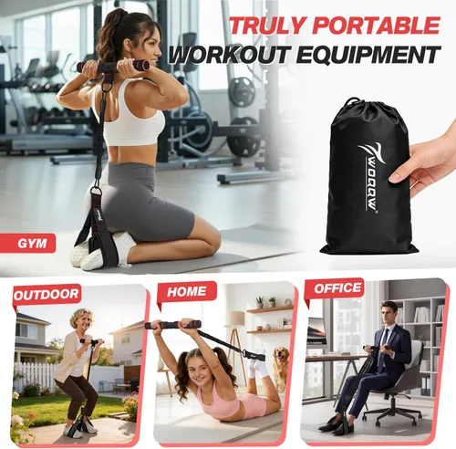 Vista 6 de WOQQW Banda de resistencia de pedal multifunción con mango, bandas de resistencia de pie ajustables de 3 tubos mejoradas para núcleo, brazo