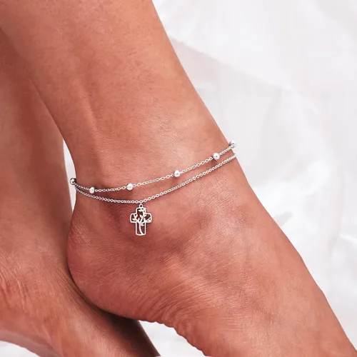 Vista 71 de CHIC & ARTSY Tobilleras de plata de ley S925 para mujer, pulsera de tobillo ajustable multicapa para playa, joyería de verano para mujer, de 10 a 11