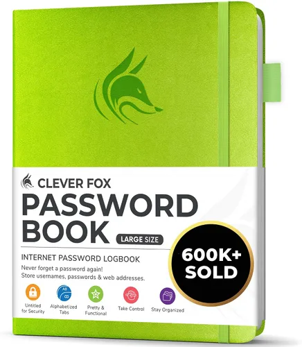 Vista 16 de Clever Fox Libro de contraseñas con pestañas alfabéticas, 4"x5.5" Keeper