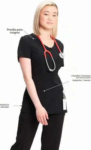 Vista 9 de Cherokee Infinity - Camiseta médica con cuello redondo y 3 bolsillos para Negro