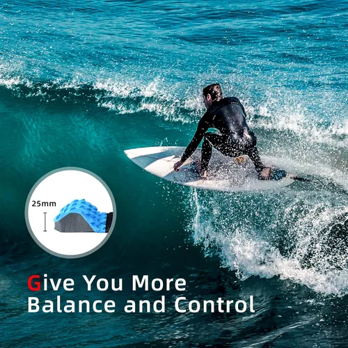 Vista 5 de Abahub 3 almohadillas de tracción de EVA para tabla de surf con patín para patinetas, tablas de surf, funboard, tabla de pescado 5 Pcs-Azul