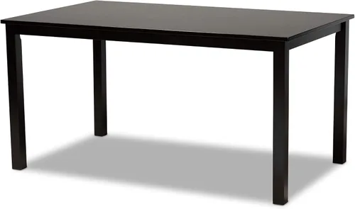 Vista 3 de Baxton Studio Petrina - Juego de comedor tapizado de tela gris, madera con acabado marrón expreso, 7 piezas