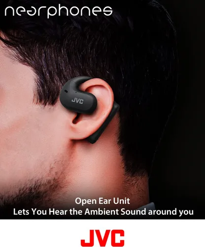 Vista 3 de JVC Nearphones Auriculares inalámbricos de oreja abierta con controladores grandes de 0.63 pulgadas para un sonido potente, uso de una sola oreja