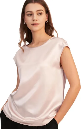 Vista 11 de LilySilk Blusa de seda para mujer, de manga corta, para verano, fresca, cómoda, Charmeuse Negro
