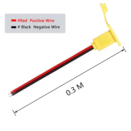Vista 4 de CERRXIAN Cable desnudo macho XT90 de 1 pie 10 AWG con panel de montaje, enchufe macho XT90 con panel Mout para abrir cable desnudo para RC Lipo