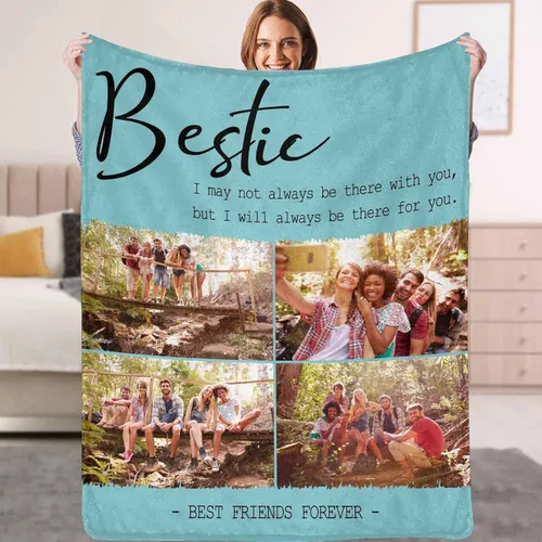 Vista 15 de YESCUSTOM Manta personalizada de Friends Forever con collage de fotos y texto, manta personalizada para mejores amigos, mejores amigos, cumpleaños