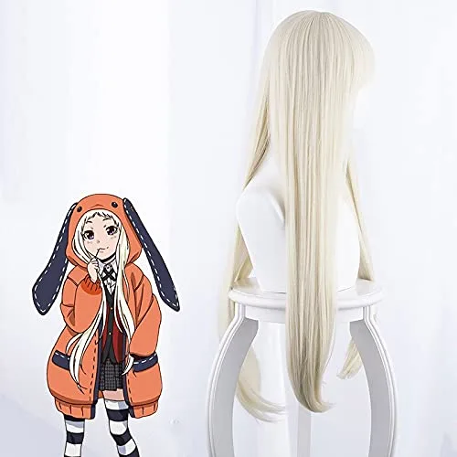Vista 4 de Peluca de cosplay de anime Kakegurui Compulsive Gambler 2, peluca de cosplay Yomoduki Runa resistente al calor, pelucas de pelo sintético + gorra