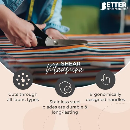 Vista 3 de Better Office Products Tijeras profesionales para pintar, tijeras de tela de acero inoxidable de 9 pulgadas, tijeras de costura, tijeras de corte