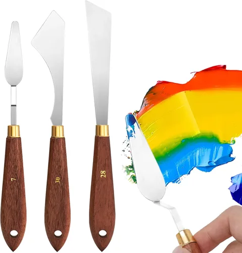 Vista 10 de Juego de 2 cuchillos de paleta de acero inoxidable espátula cuchillo de paleta para pintura al óleo, pintura acrílica, cuchillo de pintura LIGHTWISH