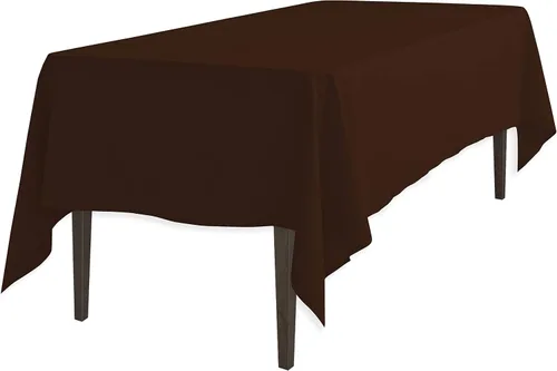 Vista 4 de Linenlanding Mantel rectangular de 60 x 102 pulgadas para mesa circular para bodas, mesas de bufé, fiestas, cenas de vacaciones (1, azul bebé)