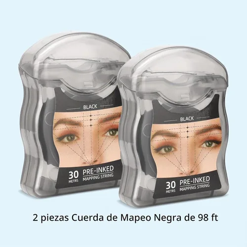 Vista 6 de ATOMUS Cadena de mapeo de cejas 2pcs pre-entintado 30m (98ft) Microblading String para marca de cejas Cuerda de medición negra para maquillaje