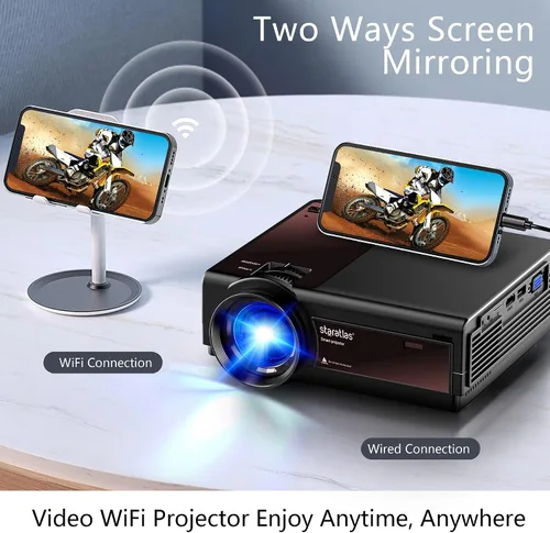 Vista 6 de Mini proyector, proyector Bluetooth WiFi 5G, staratlas 12000L Native 1920* 1080 P, proyector de video al aire libre, cine en casa compatible