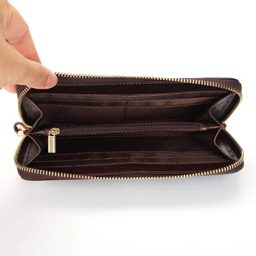 Vista 3 de Cartera larga de cuero para hombre, bolso de mano grande para negocios, tarjetero para teléfono, regalo para hombres, padre, hijo, marido, novio