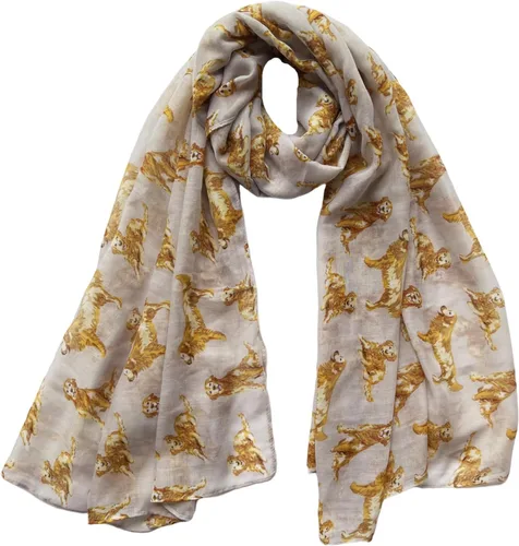 Vista 2 de Lina & Lily Bufanda ligera con estampado de perro Golden Retriever para mujer
