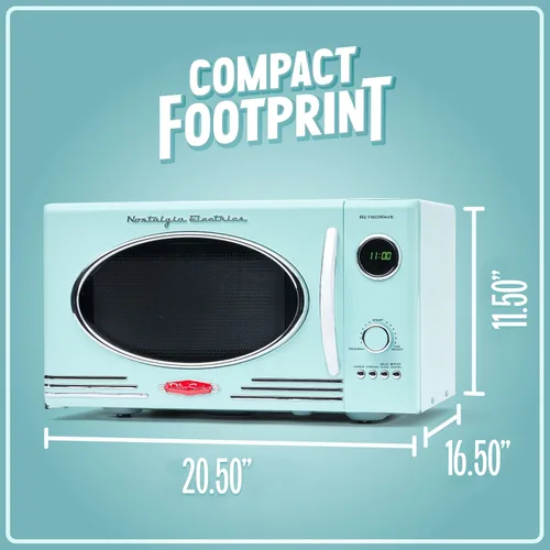 Vista 49 de Nostalgia Horno microondas retro compacto para encimera, 0.7 pies cúbicos, 700 vatios con pantalla digital LED, bloqueo para niños, interior fácil