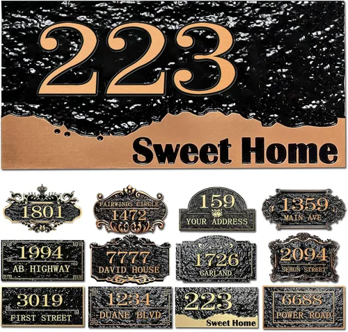 Vista 31 de Placa personalizada de dirección de casa, letrero de dirección de nombre de calle personalizado para números de casa, placa para buzón de garaje