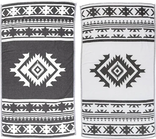Vista 18 de Bersuse Toalla turca Yucatan de doble capa 100% algodón, 39 x 71 pulgadas, color negro
