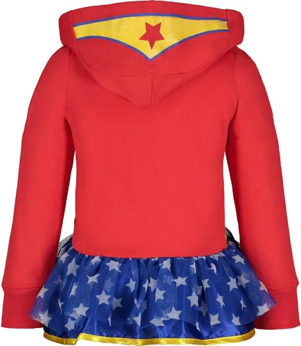 Vista 3 de DC Comics - Disfraz de la Liga de la Justicia para niñas pequeñas, con cremallera, color rojo, 6, Rojo