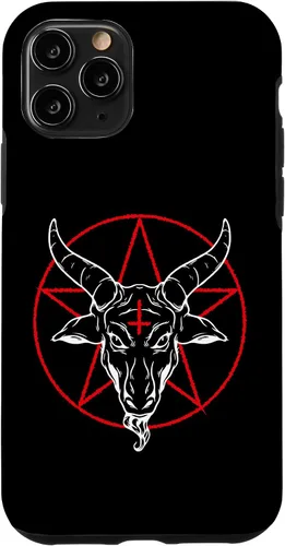 Vista 28 de iPhone 12/12 Pro Baphomet cabra - Estuche Satánico Pentagrama