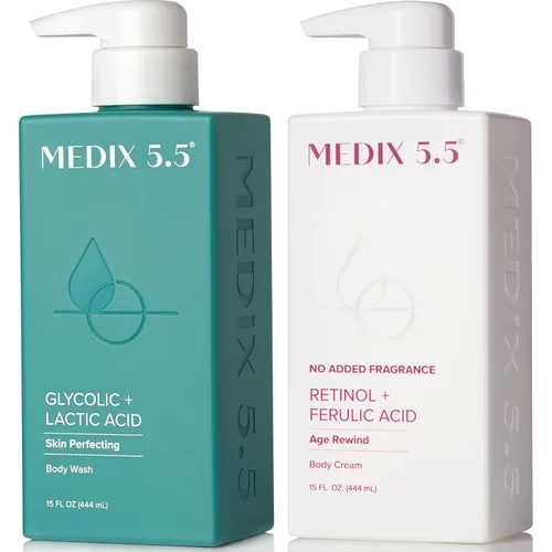 Vista 21 de MEDIX - Juego de 3 piezas para el cuidado de la piel antienvejecimiento Limpiador facial y corporal espumoso exfoliante con ácido glicólico AHA +