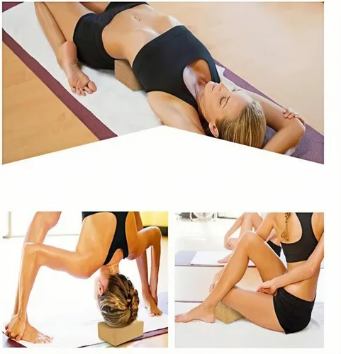 Vista 6 de Bloque de yoga – Bloque de corcho de grano fino, equipo de yoga, accesorio de gimnasio en casa, herramienta de pilates, ligero para viajes