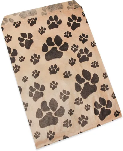 Vista 6 de CuteBox Pawprint - Bolsas de regalo de papel plano de estraza de 100 unidades (5 x 7 pulgadas) para manualidades, recuerdos de fiesta, venta al por