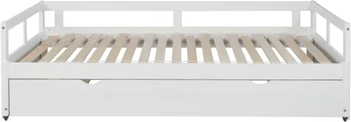 Vista 4 de Bellemave Sofá cama extensible con camas nido, marco de sofá cama de madera con nido extraíble, diseño de cama doble a king extensible para niños