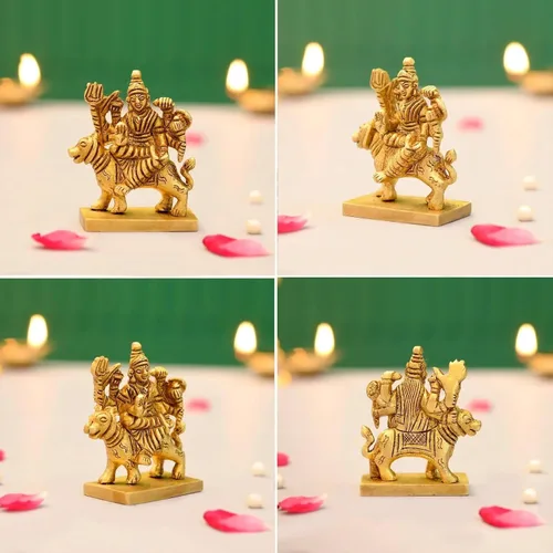 Vista 2 de LOVENSPIRE Estatua de diosa Lakshmi de latón macizo para Pooja (3.5 pulgadas) – Ídolo de la deidad espiritual india para decoración de mandir