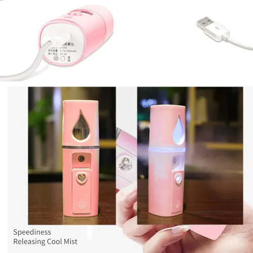 Vista 5 de Nano Facial Vapor Mist Spray Extensiones de pestañas Limpieza de poros Agua SPA Hidratante Rociador Facial Hidratante USB Recargable Mini