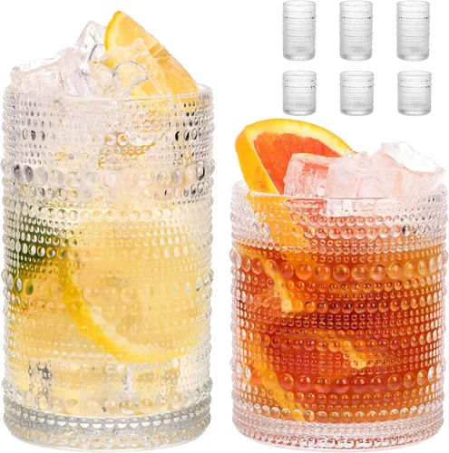 Vista 25 de Moretoes - Juego de 6 vasos de cristal vintage con forma de hobuña, color azul