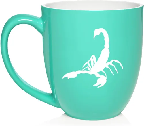 Vista 9 de Daylor Taza de café de cerámica Scorpion, regalo para ella, él, amigo, compañero de trabajo, esposa, esposo (11 onzas, azul)
